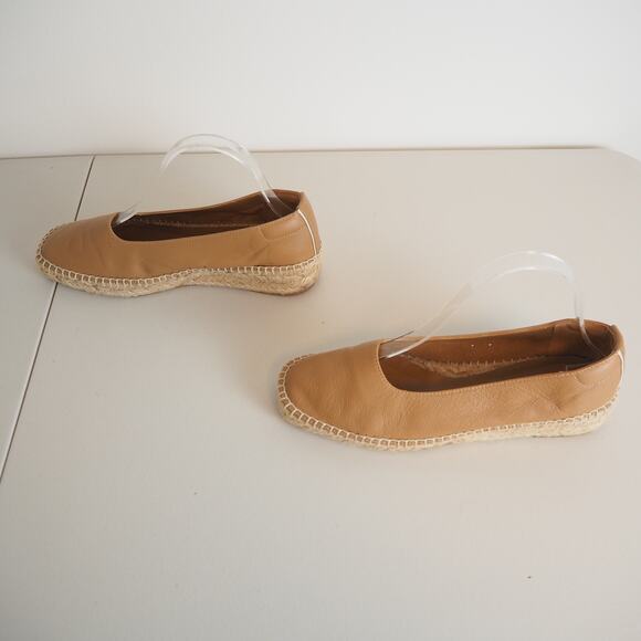 Everlane The Espadrille Leather Square Toe Slip Ons Tan Women's Size 8 - Picture 6 of 11